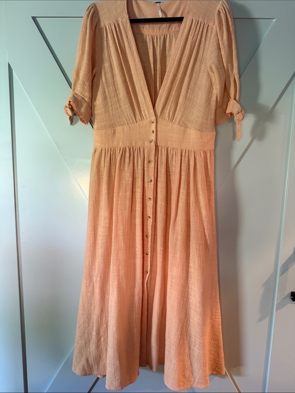 Free People Peach Button-Front Maxi Dress